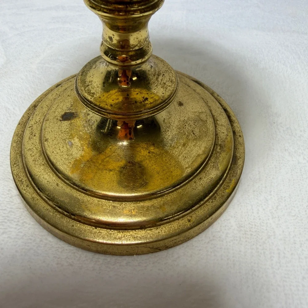 Vtg Partylite Brass Pillar Candle Holder Pedestal Stand Gold Tarnish Patina 4in‎